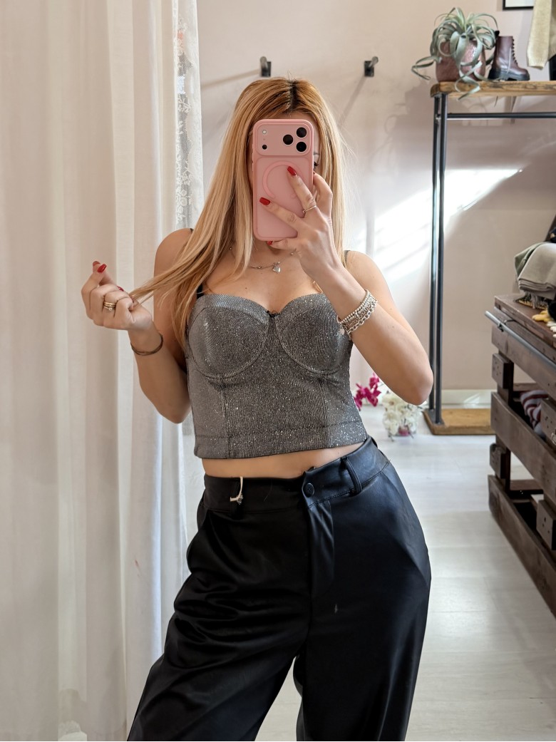 Corpetto lurex nero argento