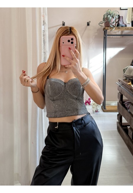 Corpetto lurex nero argento