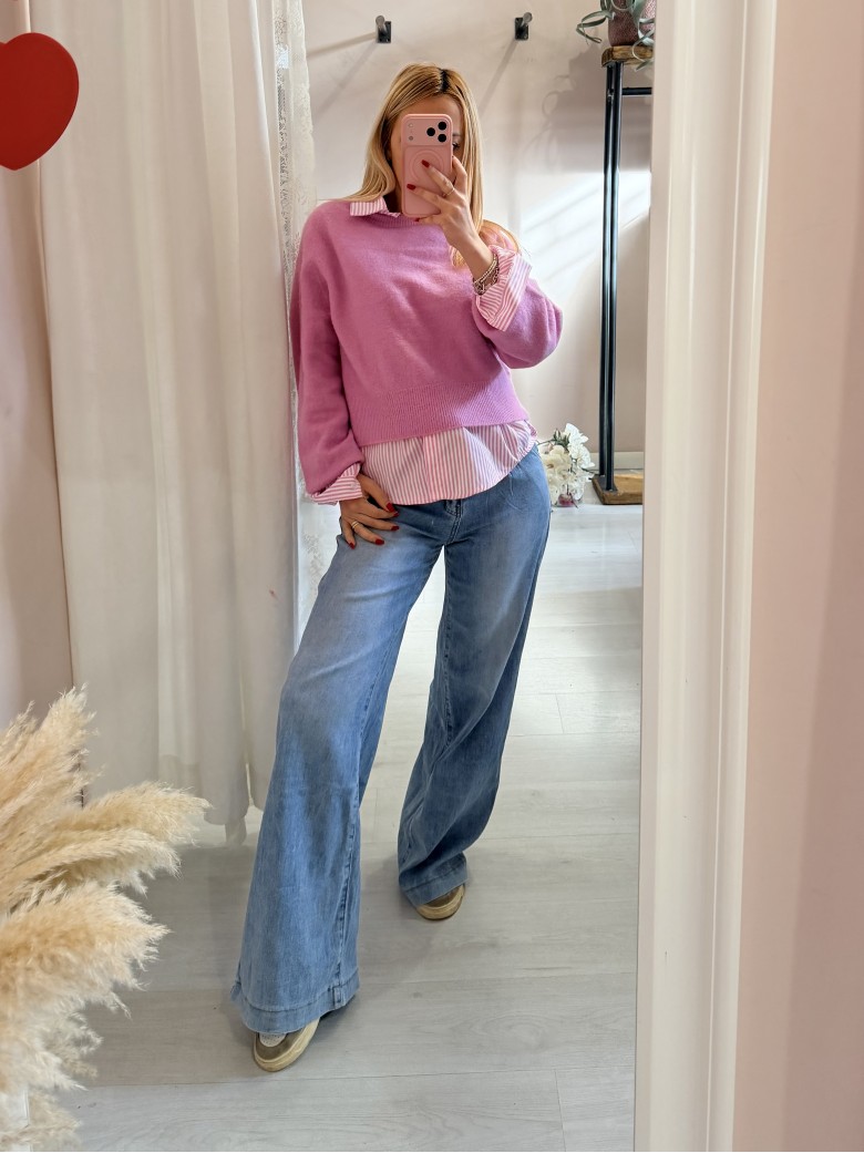 Jeans larghi con laccino