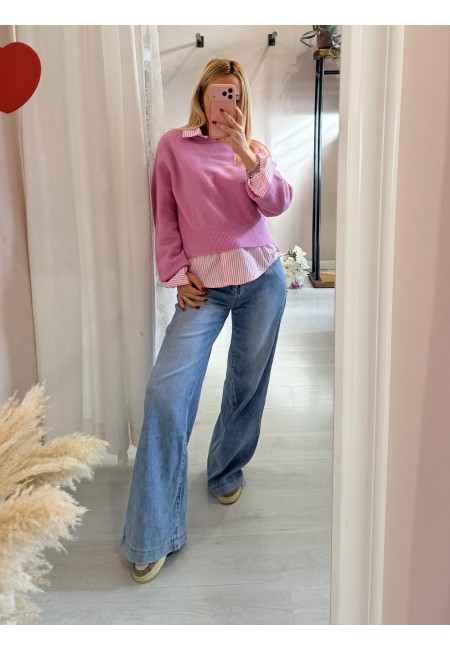 Jeans larghi con laccino