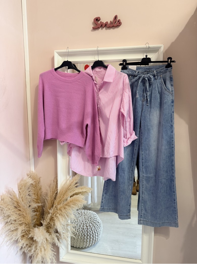 Jeans larghi con laccino