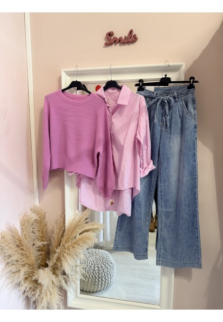 Jeans larghi con laccino