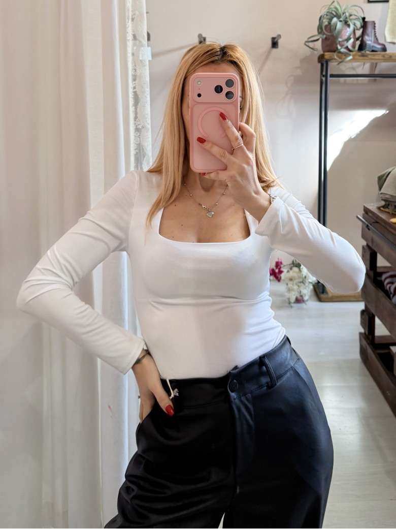 Maglia scollo quadrato bianca