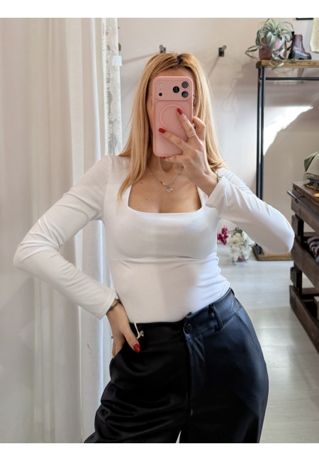 Maglia scollo quadrato bianca