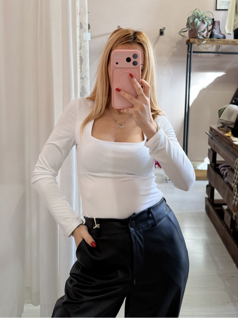 Maglia scollo quadrato bianca