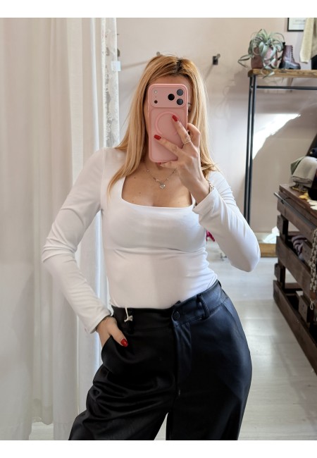Maglia scollo quadrato bianca