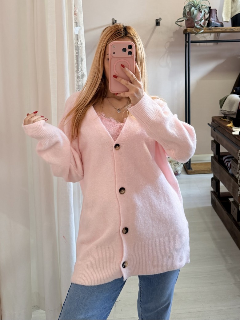 Canotta in raso con pizzo rosa