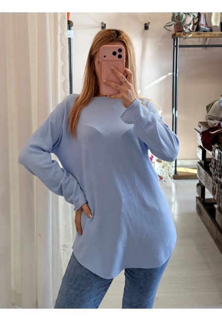 Maxi maglia micropaillettes celeste