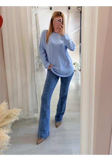 Maxi maglia micropaillettes celeste