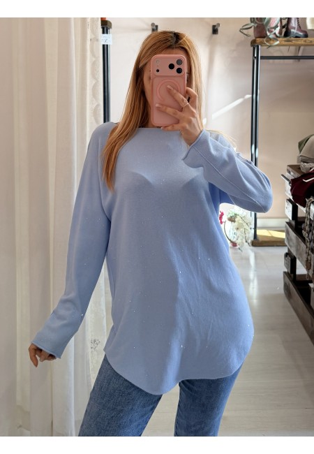 Maxi maglia micropaillettes celeste