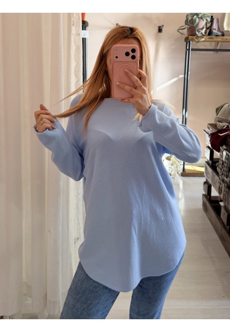 Maxi maglia micropaillettes celeste