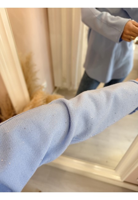 Maxi maglia micropaillettes celeste