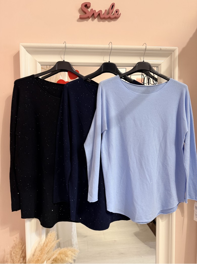 Maxi maglia micropaillettes celeste