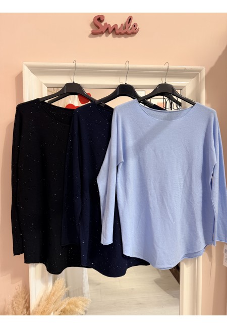 Maxi maglia micropaillettes celeste