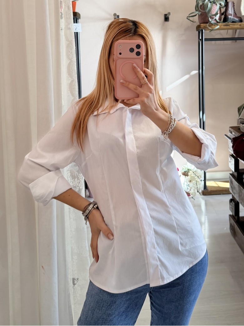 Camicia avvitata in cotone bianca