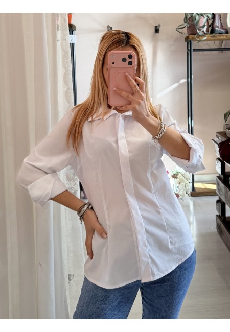 Camicia avvitata in cotone bianca