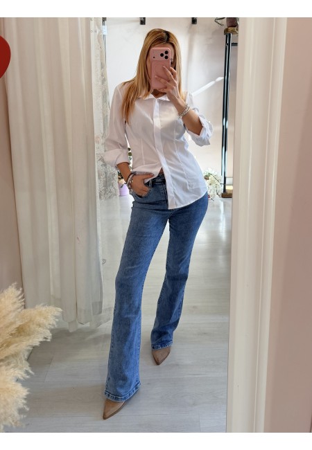 Camicia avvitata in cotone bianca