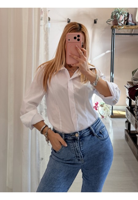 Camicia avvitata in cotone bianca