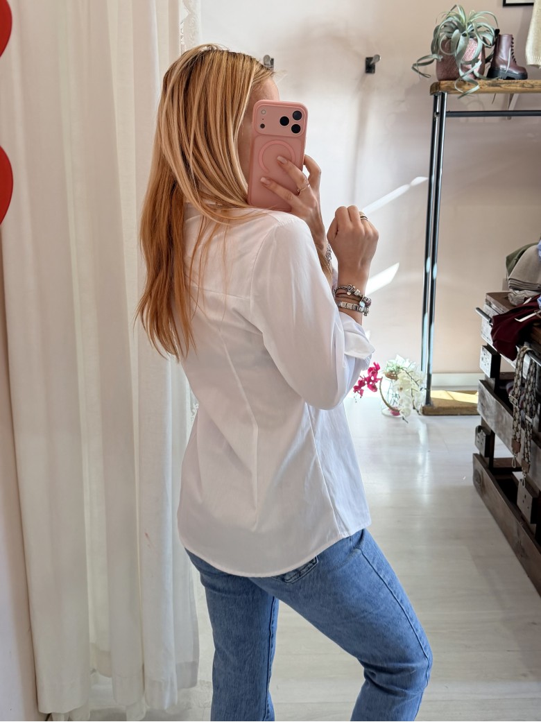 Camicia avvitata in cotone bianca