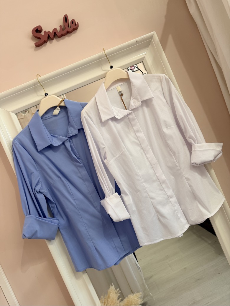 Camicia avvitata in cotone bianca