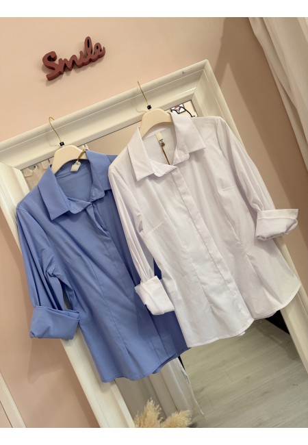 Camicia avvitata in cotone bianca