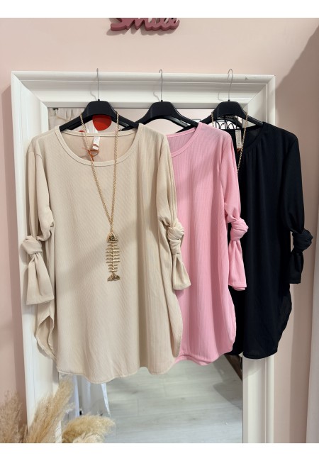 Maxi maglia collana lisca nera