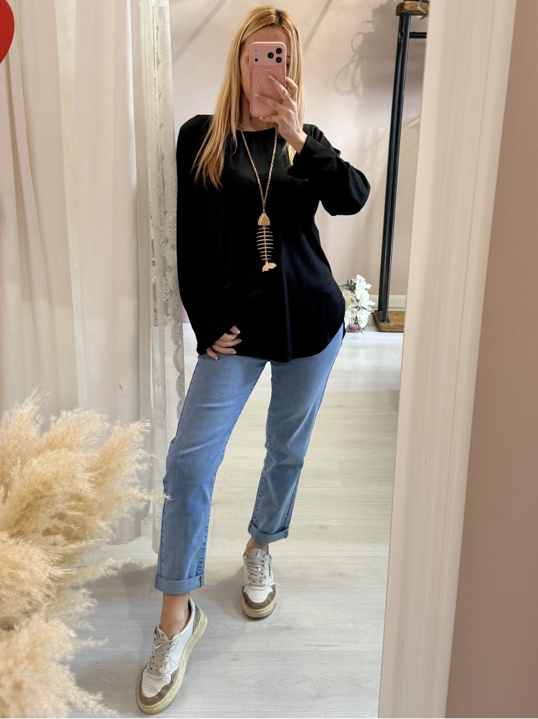 Maxi maglia collana lisca nera