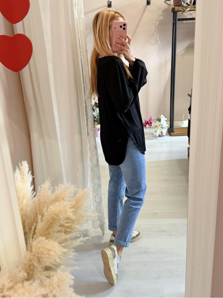 Maxi maglia collana lisca nera