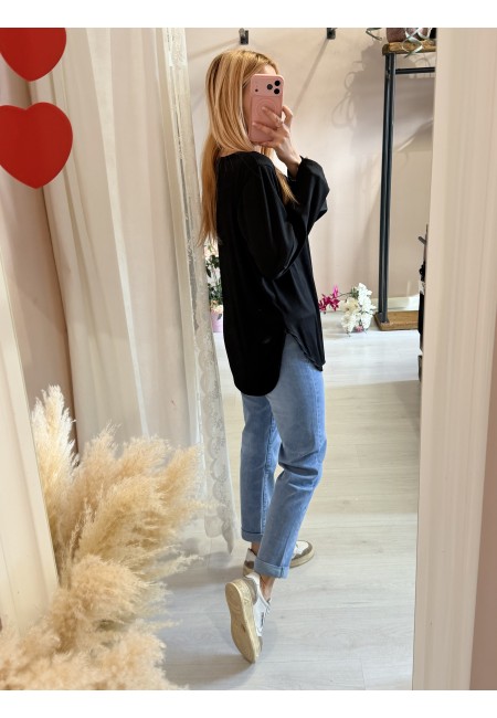 Maxi maglia collana lisca nera