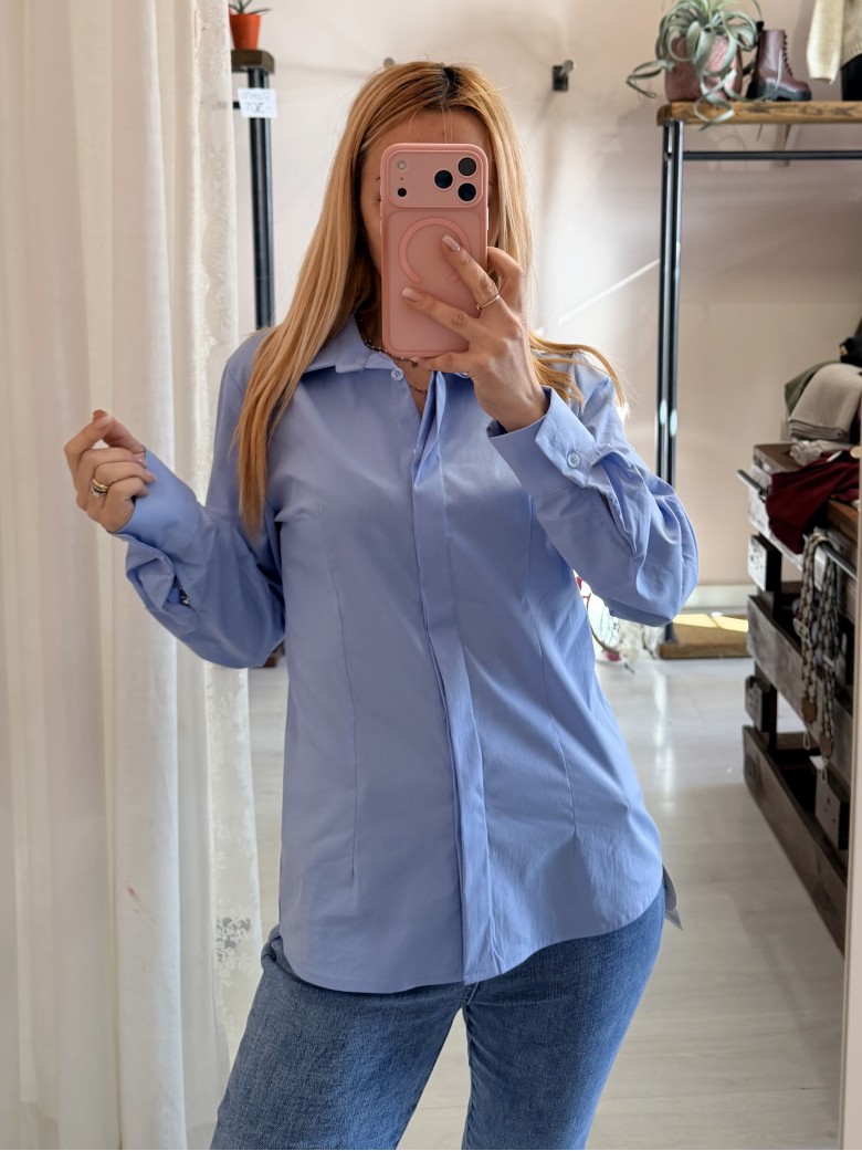 Camicia avvitata in cotone celeste