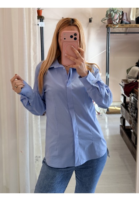 Camicia avvitata in cotone celeste