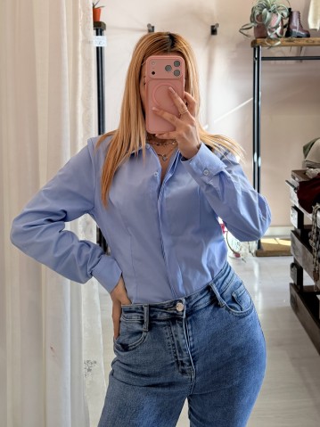 Camicia avvitata in cotone celeste