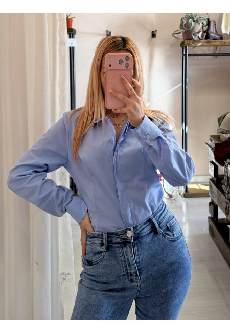 Camicia avvitata in cotone celeste