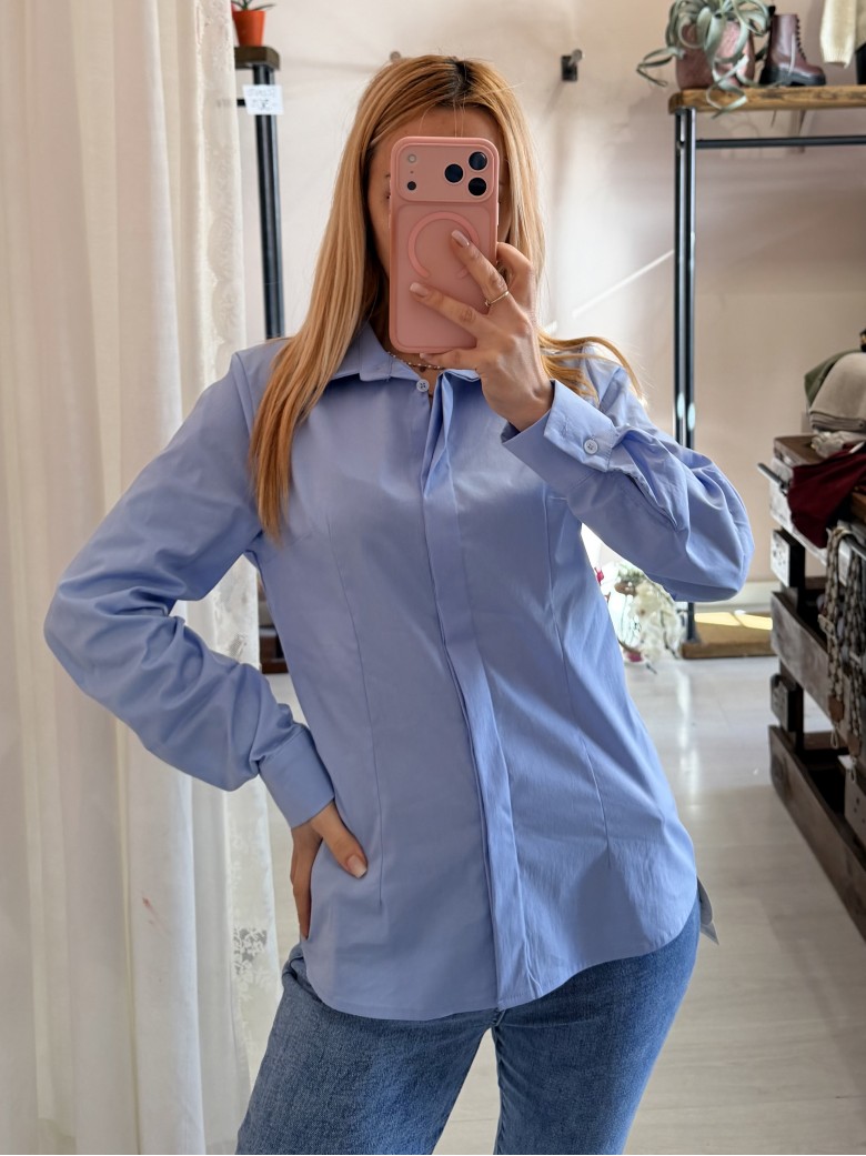 Camicia avvitata in cotone celeste