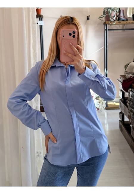 Camicia avvitata in cotone celeste