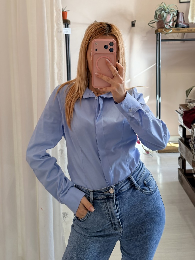 Camicia avvitata in cotone celeste