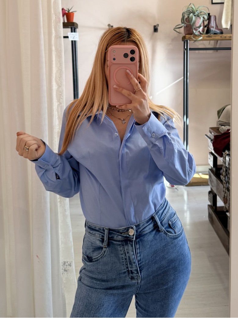 Camicia avvitata in cotone celeste