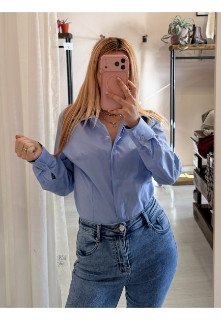 Camicia avvitata in cotone celeste