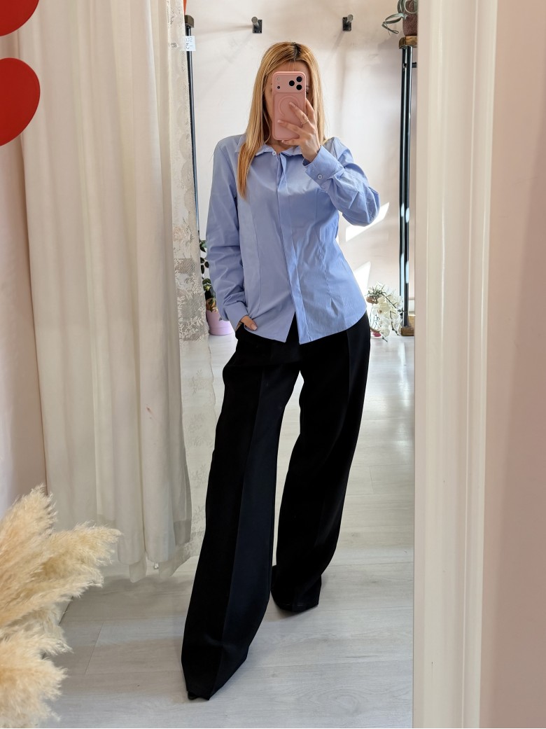 Camicia avvitata in cotone celeste