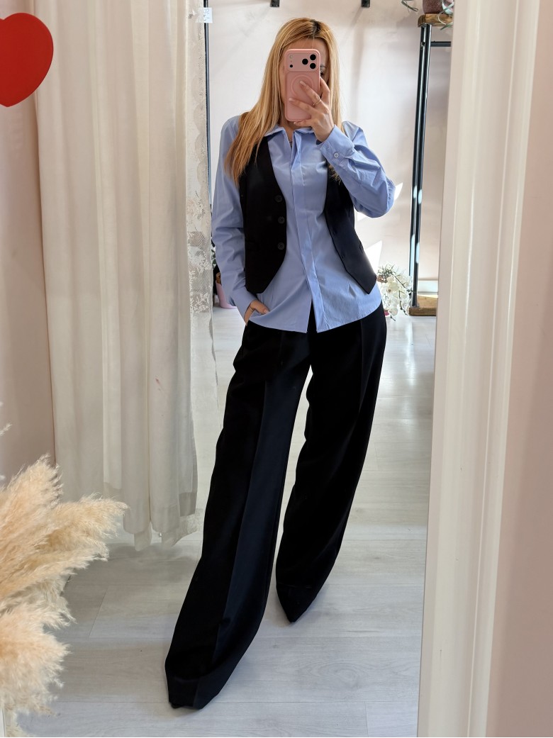 Camicia avvitata in cotone celeste