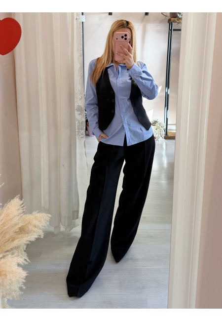 Camicia avvitata in cotone celeste