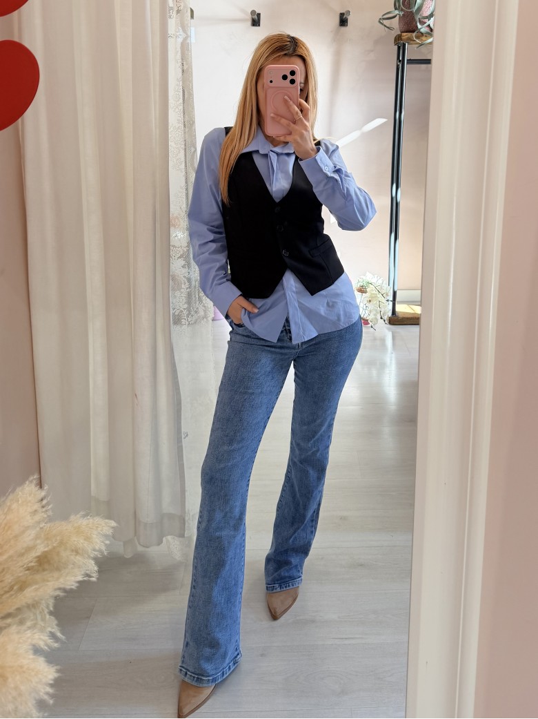 Camicia avvitata in cotone celeste