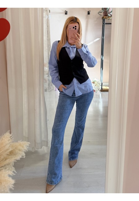 Camicia avvitata in cotone celeste