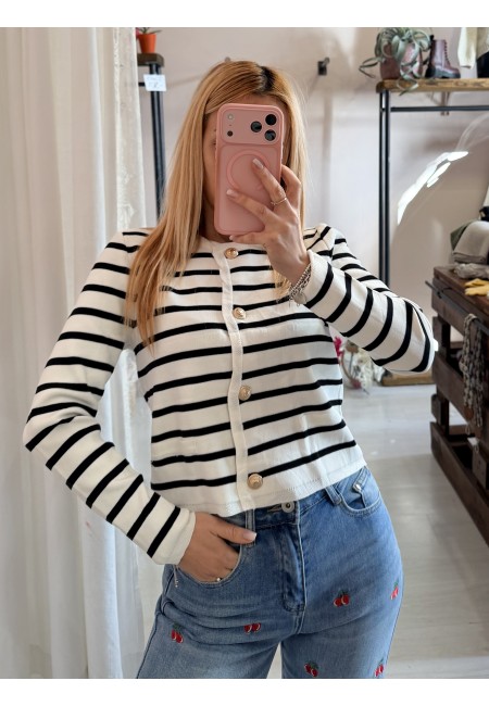 Maglioncino a righe bianco con bottoni