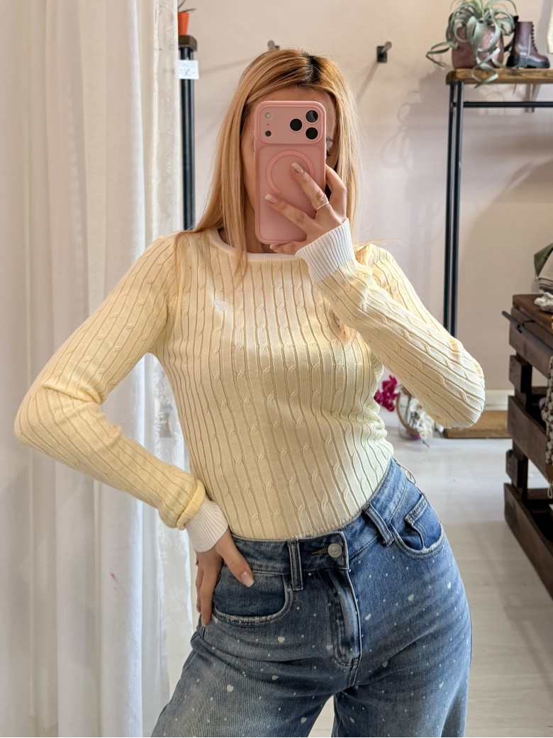 Maglioncino CUORICINO a trecce giallo