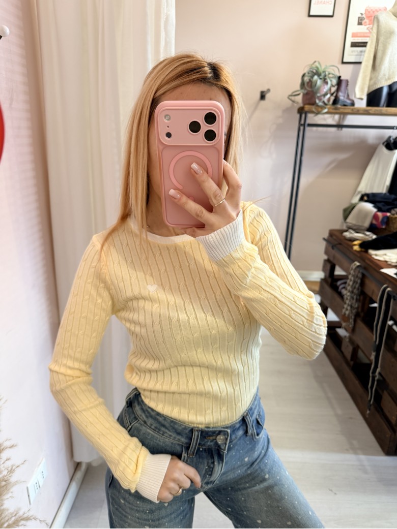 Maglioncino CUORICINO a trecce giallo