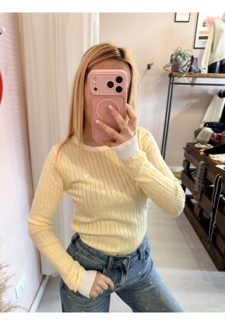 Maglioncino CUORICINO a trecce giallo