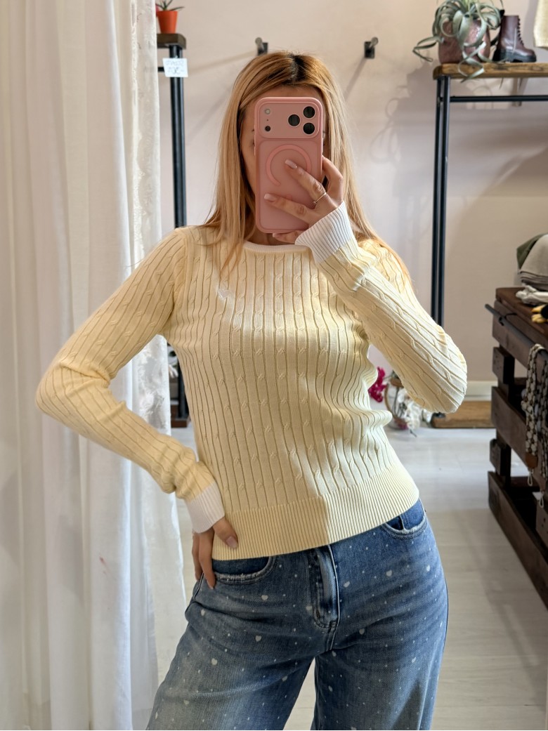 Maglioncino CUORICINO a trecce giallo