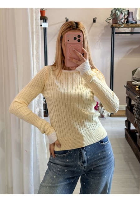 Maglioncino CUORICINO a trecce giallo