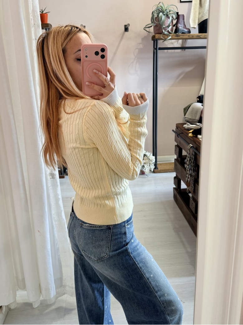 Maglioncino CUORICINO a trecce giallo